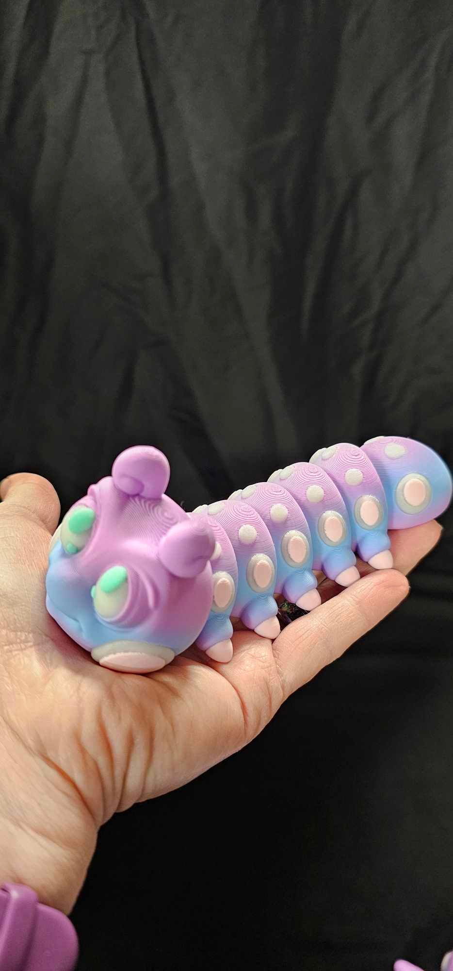 3d printed glow in the dark caterpillar beautiful Dead Center Creations